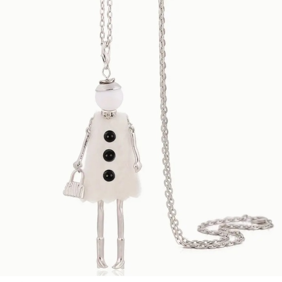 Doll Necklace - 3.5" Doll ~ 30" Silver Color Chain (Approximate Measurements) - Picture 2 of 4